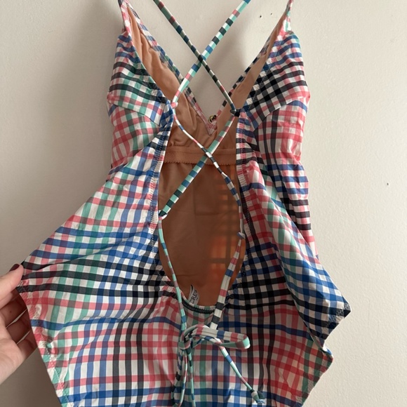 J. Crew Factory‎ • Plaid Lace-up One-Piece Swimsuit - Picture 4 of 8